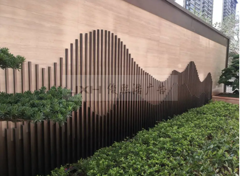 上海假山造型不锈钢景墙效果